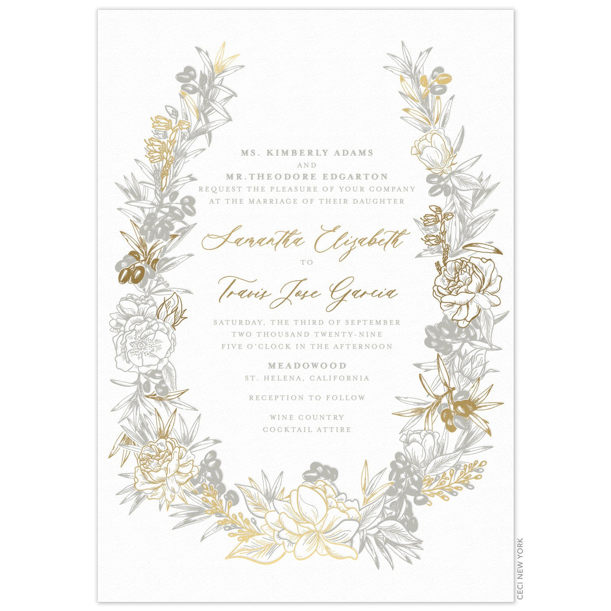 Olive Wreath Invitation – Ceci New York