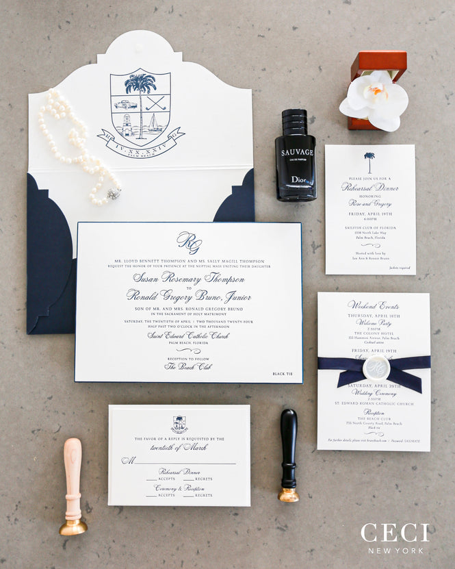 TIMELESS ELEGANCE MEETS PALM BEACH CHARM: A COUTURE INVITATION SUITE